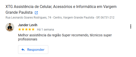 Avaliação XTG Tecnologia no Google Meu Negócio