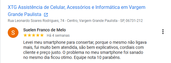 Depoimento de cliente satisfeito XTG